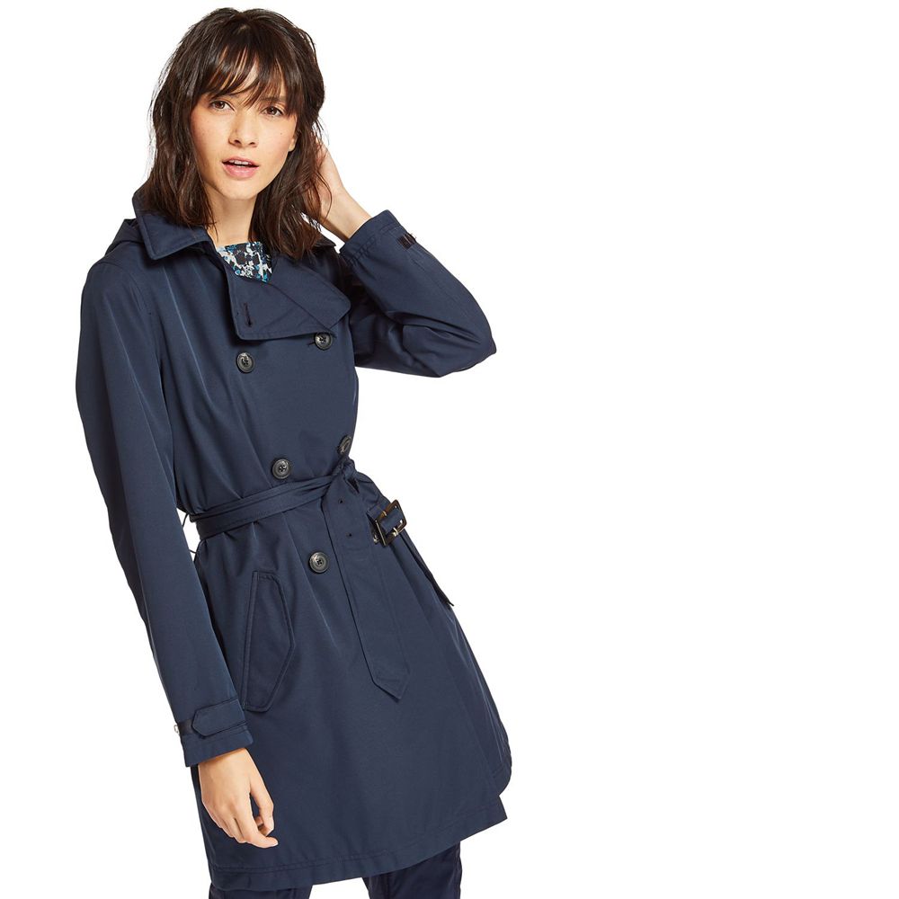 Abrigos Timberland Mujer Classic Waterproof Trench Azul Marino - Chile FLJ-493067